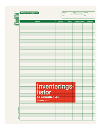 Inventeringslista A4 50st