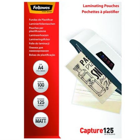 Lamineringsfickor Fellowes Capture 100st A4 125mic Matt