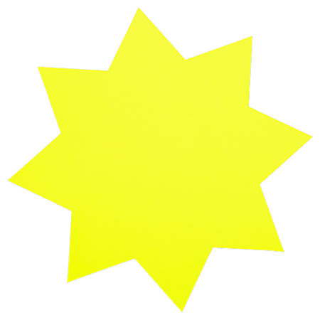 Textkartong Stjärna 35 cm fluogul 25/fp