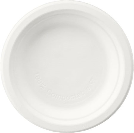 Tallrik Vit Bagasse 15cm 125st/fp