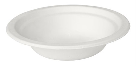 Tallrik Djup Vit Bagasse 18cm 50st/fp