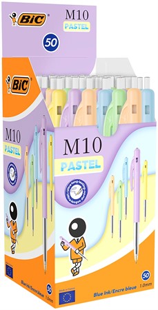Kulpenna Bic M10 Click 50-pack blandade Pastellfärger