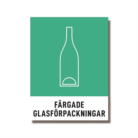 Dekal Återvinning "Färgade Glasförpackningar" 140x90mm