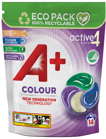Tvättkapslar A+ Color Active 4 14st/fp