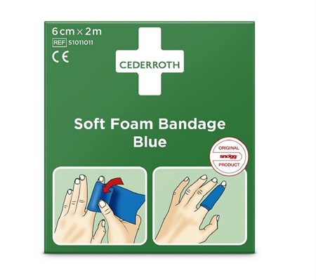 Plåster/Bandage Soft Foam Blå 6cm x 2m