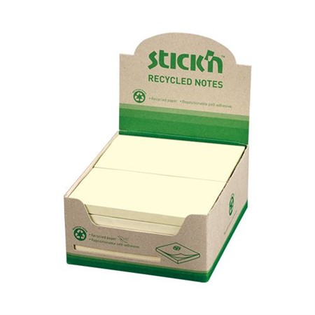 Notisblock Återvunnet 76x127mm Pastellgul 12-pack