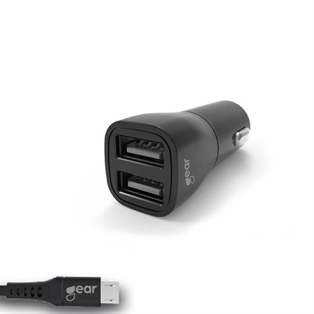 Billaddare GEAR med USB-A till micro USB kabel