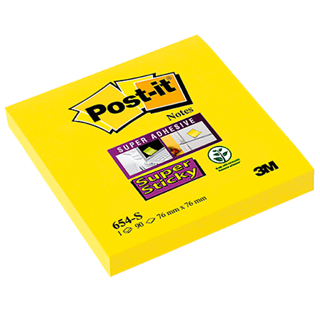 Post-it Super Sticky Notes Yellow 76x76 mm 12/fp