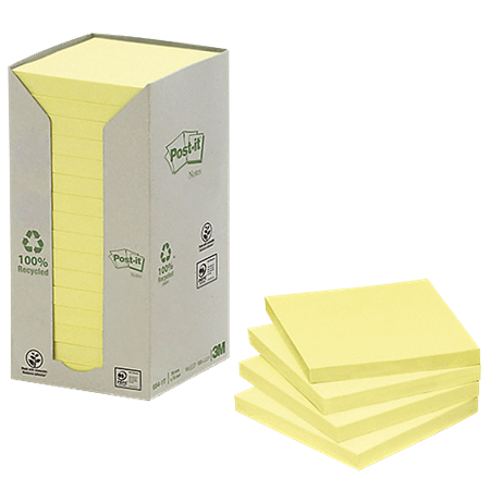 Post-it Recycled 76x76 mm gul 16/fp