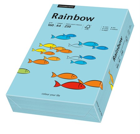 Färgat papper Rainbow A4 160g medium blå 250/fp