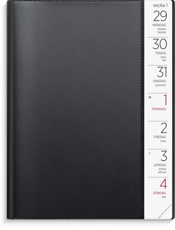 Kalender 2026 Stor Veckokalender svart plast