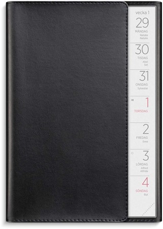 Kalender 2026 Stor Veckokalender svart konstläder