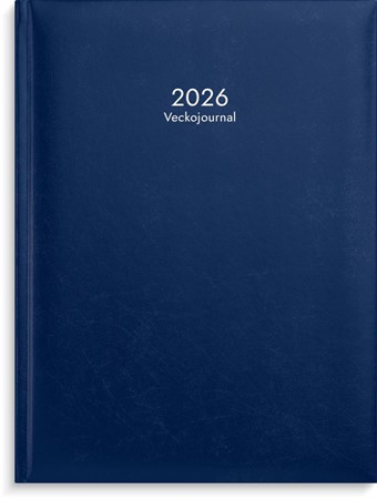 Kalender 2026 Veckojournal blått konstläder