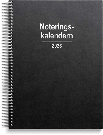 Kalender 2026 Noteringskalendern svart konstläder
