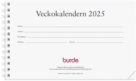 Kalender 2025 Veckokalendern refill