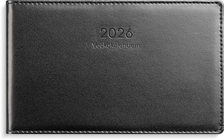 Kalender 2026 Veckokalendern svart skinn
