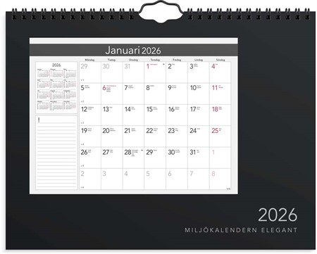 Väggkalender 2026 Miljökalendern Elegant