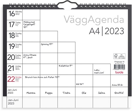 Väggkalender Väggagenda A4
