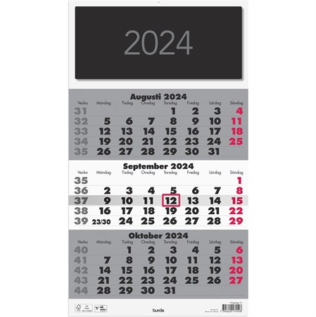 Väggkalender 2024 Triplaner Elegant
