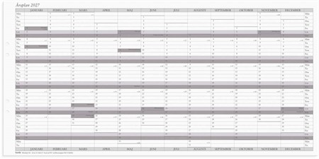 Väggkalender 2027 Årsplan 5/fp