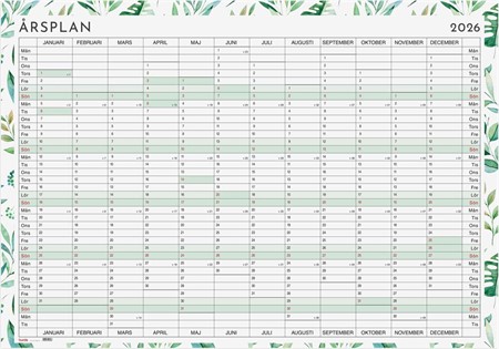 Kalender 2026 Årsplanering whiteboard