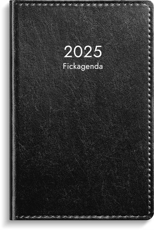 Kalender 2025 Fickagenda svart konstläder