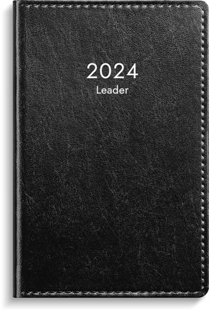 Kalender 2024 Leader svart konstläder inbunden