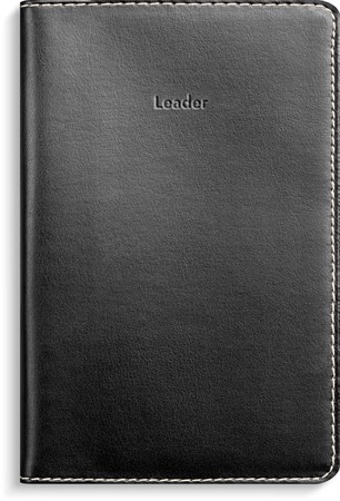 Kalender 2026 Leader svart konstläder spiralbunden