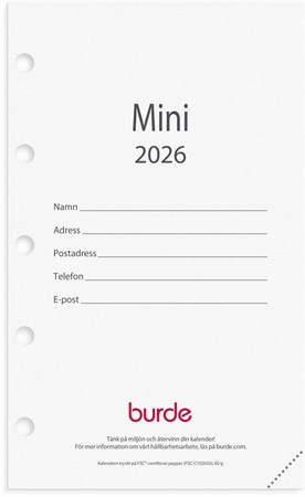 Kalender 2026 Mini kalendersats