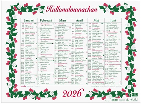 Väggkalender 2026 Stora Hallonalmanackan