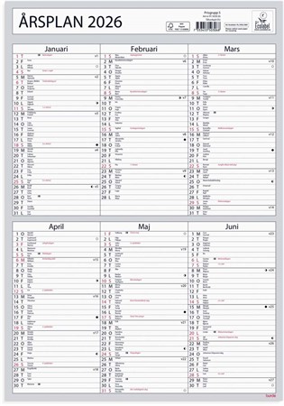 Väggkalender 2026 Årsplan