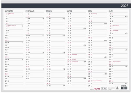 Väggkalender 2025 Väggblad Elegant 420x297mm