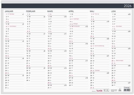 Väggkalender 2026 Väggblad Elegant 420x297 mm