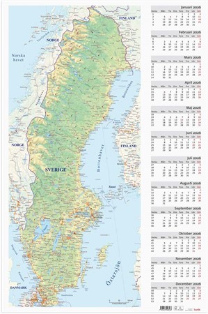 Väggkalender 2026 Väggblad Sverigekarta