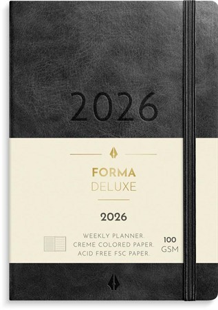 Kalender 2026 Liten Veckokalender Forma Deluxe svart