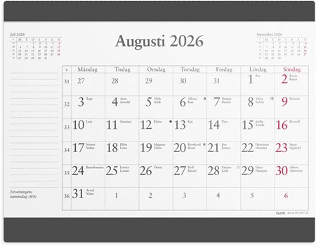 Kalender 2026 Musmatta månadsblock