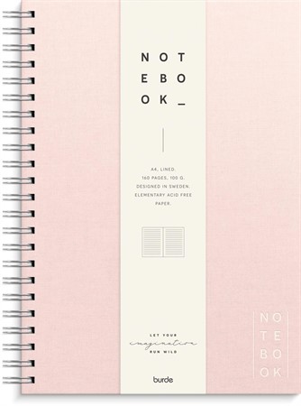 Anteckningsbok Notebook Textile A4 wire-o linjerad rosa