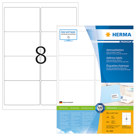 Etiketter Herma Premium 99,1x67,7 mm 800/fp