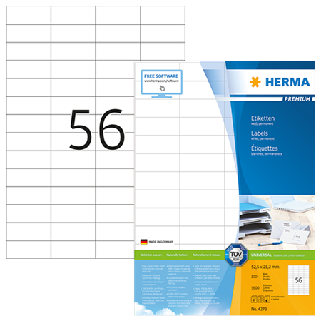 Etiketter Herma Premium 52,5x21,2 mm 5600/fp
