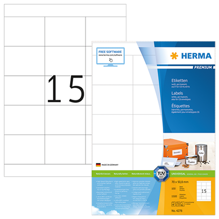 Etiketter Herma Premium 70x50,8 mm 1500/fp
