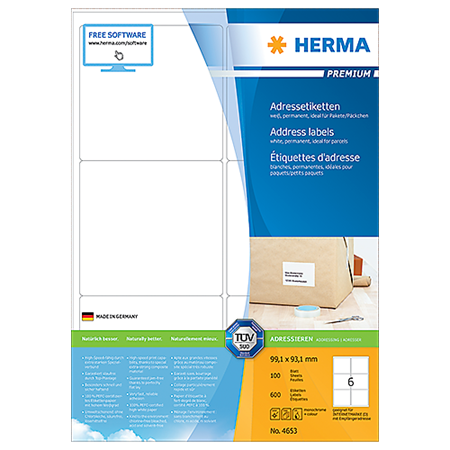 Etiketter Herma Premium 99,1x93,1 mm 600/fp