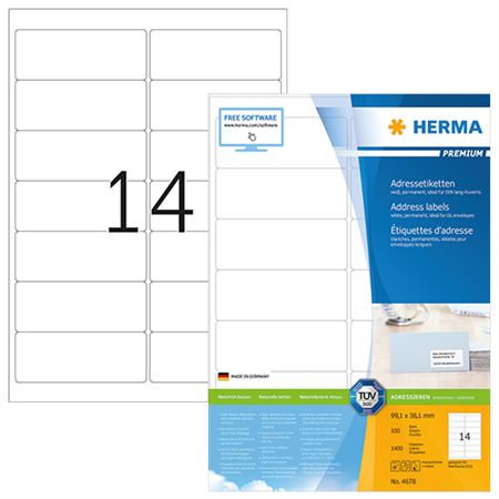 Etiketter Herma Premium 99,1x38,1 mm 1400/fp